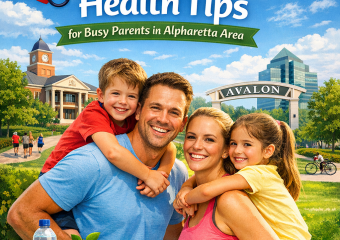 Happy family enjoying outdoor activities in a park in Alpharetta.