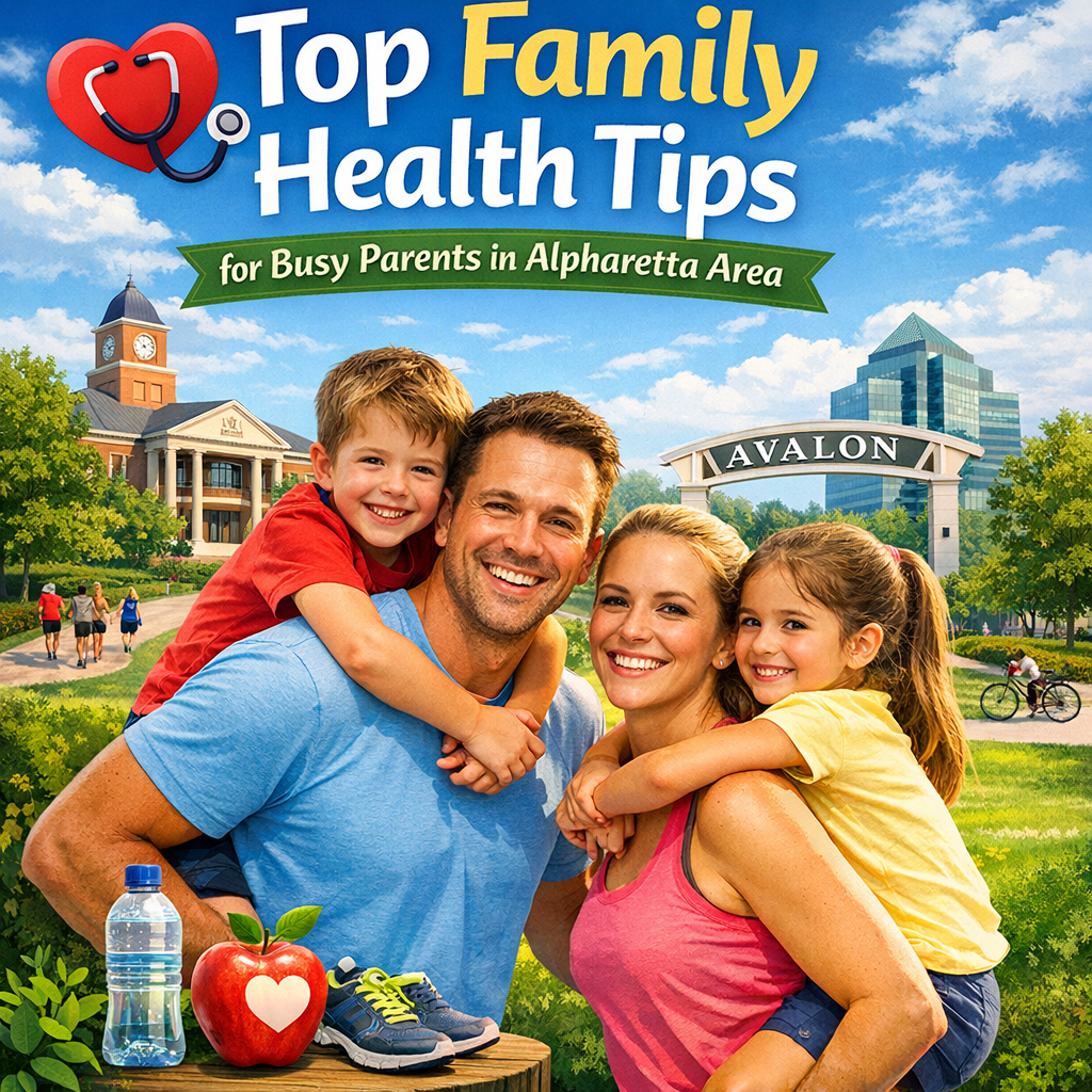 Happy family enjoying outdoor activities in a park in Alpharetta.