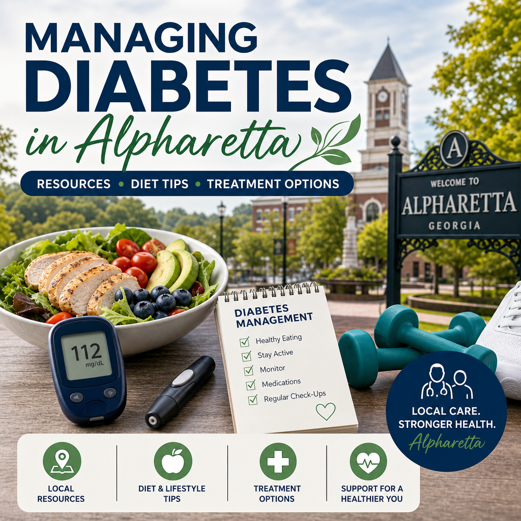 managing diabetes Alpharetta illustration for Managing Diabetes in Alpharetta: Resources, Diet Tips, Treatment Options