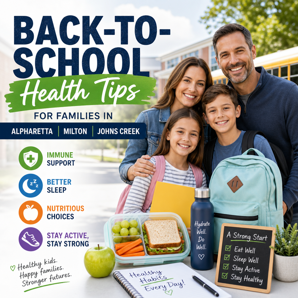 Illustration of Back-to-School Health Tips for Families in Alpharetta, Milton, Johns Creek