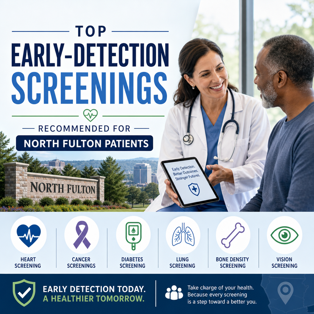 Illustration of Top Early-Detection Screenings Recommended for North Fulton Patients